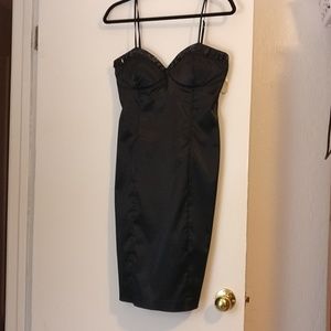 Black satin cocktail dress